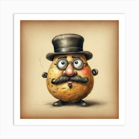 Potato With Mustache Art Print