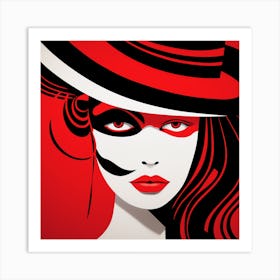Lady In Red Hat Art Print