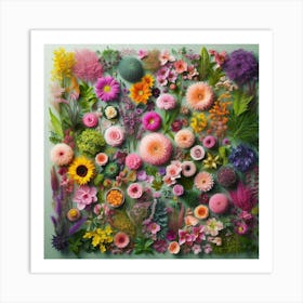 Flowers In A Square Art Print