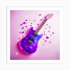 Electric Guitar With Hearts 1 Art Print