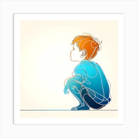 Boy Sitting On The Floor Art Print