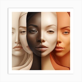 Four Women With Different Skin Tones Art Print