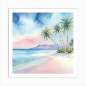 Watercolor Beach Painting Art Print