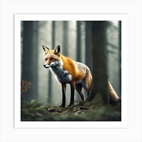 Red Fox In The Forest 42 Art Print