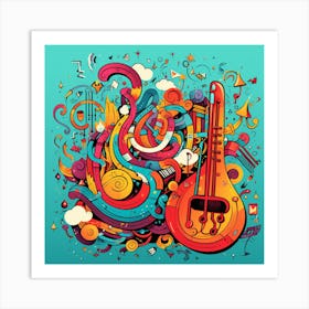 Doodle Music Background Art Print