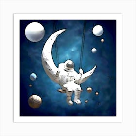 Astronaut On A Swing Art Print