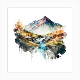 Watercolor Mountain Landscape 1 Art Print