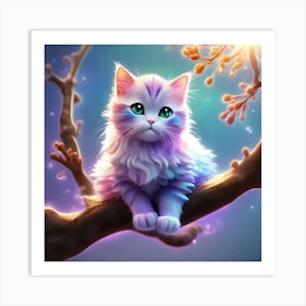 Cat On A Tree Branch 1 Art Print