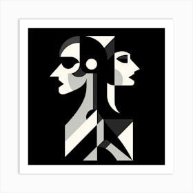 Abstract Portrait Of A Woman and Man Art Print