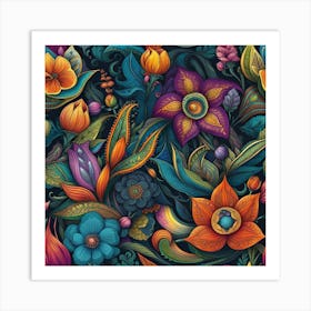 Seamless Floral Pattern Affiche