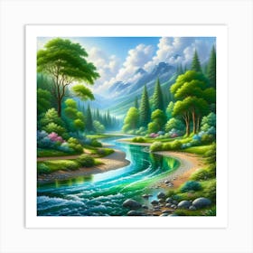 River In The Forest 15 Art Print