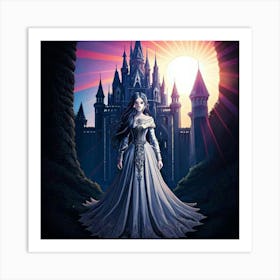 Firefly Gothic, Woman, Sinister, Medieval, Castle, Sun, Colored Rays, Dramatic, Eerie, Mysterious, D (2) Art Print