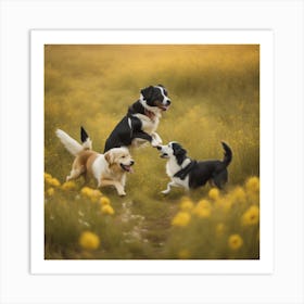 Frolicking Puppys 1 Art Print