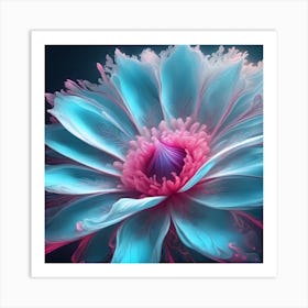 Blue and Pink Flower Art Print