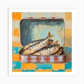 Sardines In A Tin Pastel Checkerboard 2 Art Print