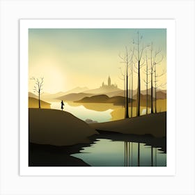 Landscape With Trees And Castle Art Print