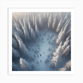 Winter Forest With Visible Horizon And Stars From Above Drone View Sharp Focus Emitting Diodes S (3) Art Print