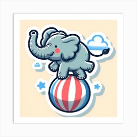 Elephant On A Ball Art Print