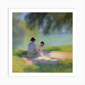 Picnic By The River at Hurley Lock Art Print