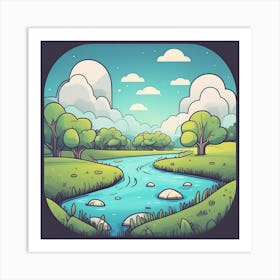 Cartoon Landscape 14 Art Print