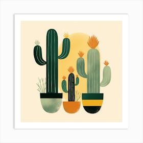 Rizwanakhan Simple Abstract Cactus Non Uniform Shapes Petrol 77 Art Print