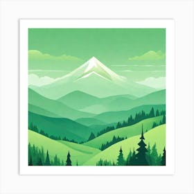 Misty mountains background in green tone 152 Art Print