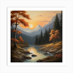 Sunset By The River Art Print