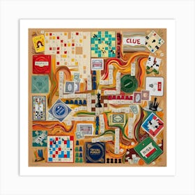 A Vibrant And Intricate Collage Featuring A Diverse Array Of Board Games As Art Art Print