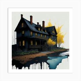 Colored House Ink Painting (19) Art Print