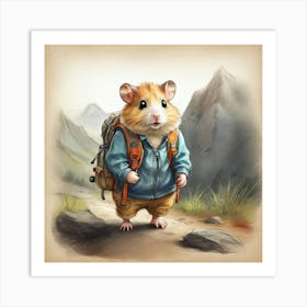 Hamster In A Backpack 1 Art Print