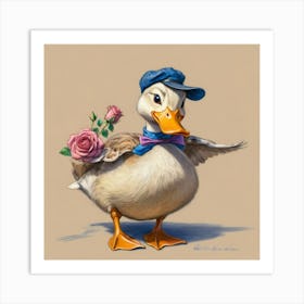 Duck With Roses 5 Art Print