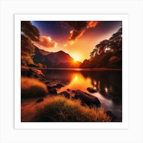 Sunset Over Lake 27 Art Print