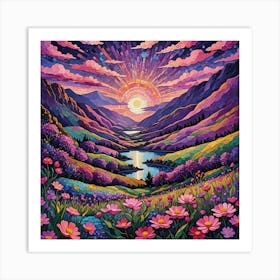 Sunset In The Mountains 15 Art Print