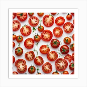 Top View Of Tomatoes On White Background Art Print