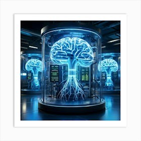 Cyber Brain Fusing Advanced Ai Technology Intricate Neural Networks Visible Glowing Circuitry Fut (3) Art Print