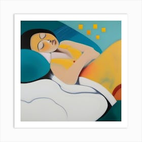 Dreaming Young Woman Sleeping Art Print