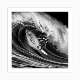 Black And White Surfer 6 Art Print