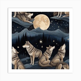 Howling Wolves Art Print