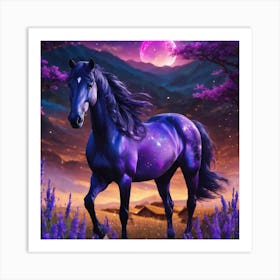 Horse In The Moonlight Art Print