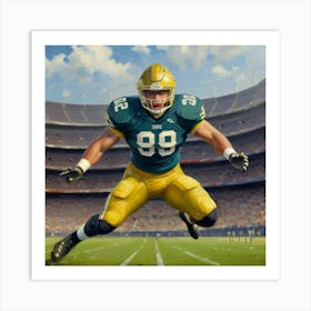 Rising to the Challenge Football Star in Gear Art Print