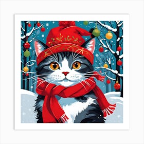 CHRISTMAS PUSSYCAT Art Print