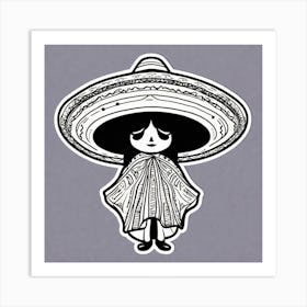 Mexican Girl With Sombren Art Print