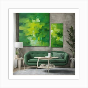 Green Abstract Painting Art Print