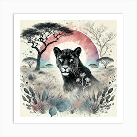 Watercolor Savannas Panther 2 Poster