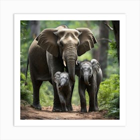 Elephants In The Forest Art Print