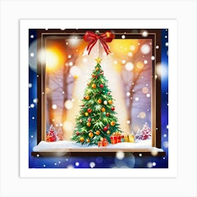 Christmas Tree In The Window Art Print