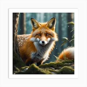 Red Fox In The Forest 47 Art Print