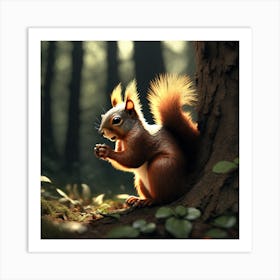 Red Squirrel In The Forest 47 Art Print