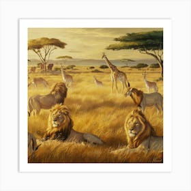 Lions In The Grass Art Print