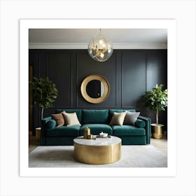 Black And Gold Living Room Art Print